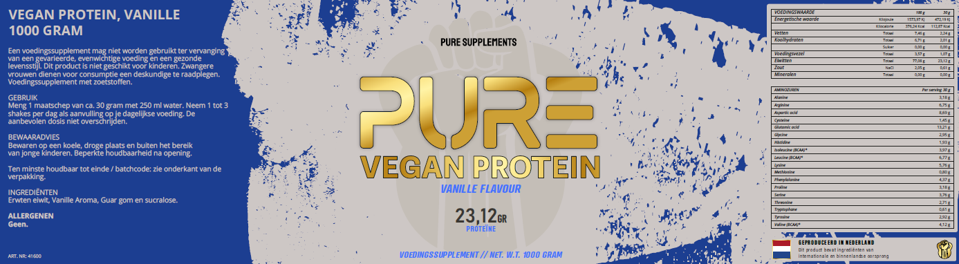 Vegan Whey Vanille - 1000 Gram - Afbeelding 2